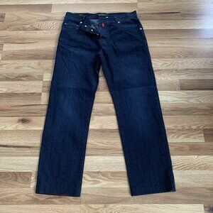 KITON Napoli Jeans Pants Denim Dark Blue Size 33 Button Fly Straight Leg Italy